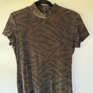 Brown and Black Zebra Print‎ Short Sleeve Long Maxi Vintage Size 8 J. R. Nites
